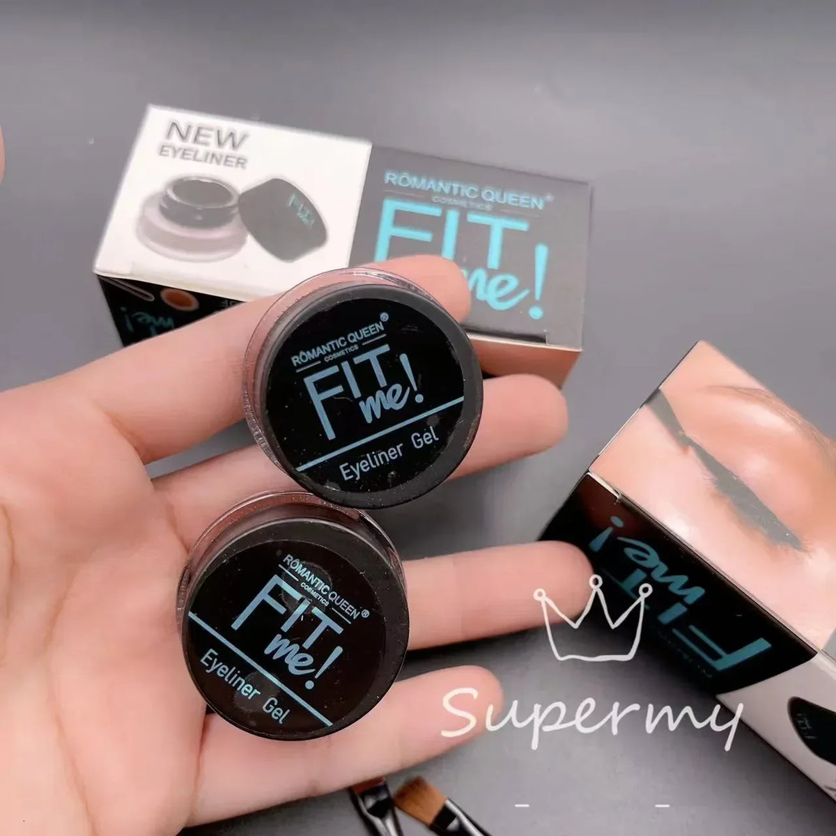 2-in-1 Waterproof Eyeliner & Eyebrow Gel Set – 2 Colors + 2 Brushes