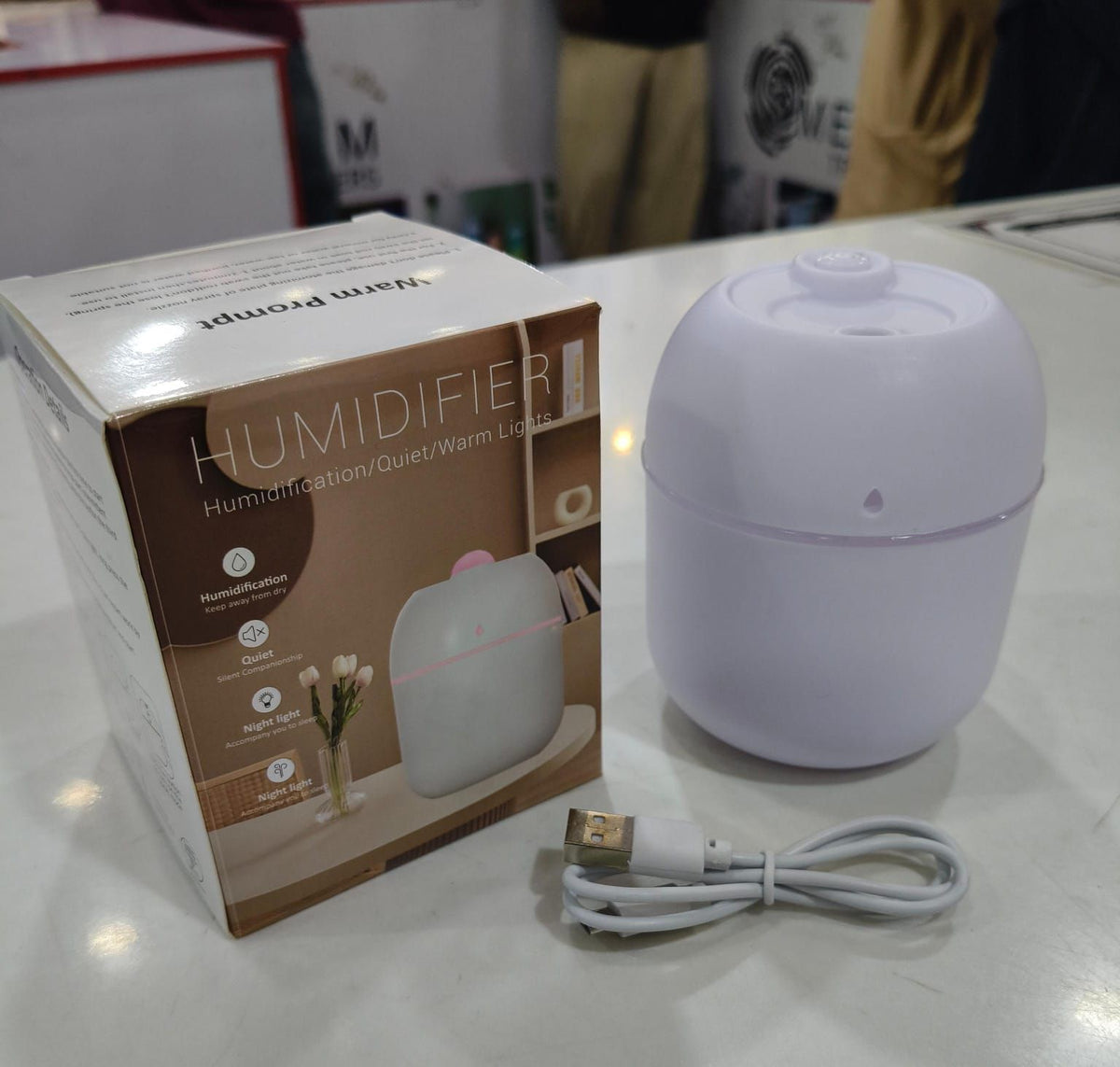 Mini USB Air Humidifier – Portable Cool Mist Diffuser with Night Light
