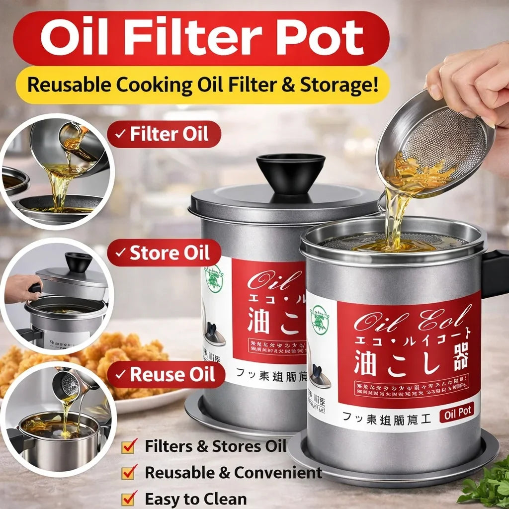 OilSafe™ 1.4L Fryer Oil Filter Pot with Strainer