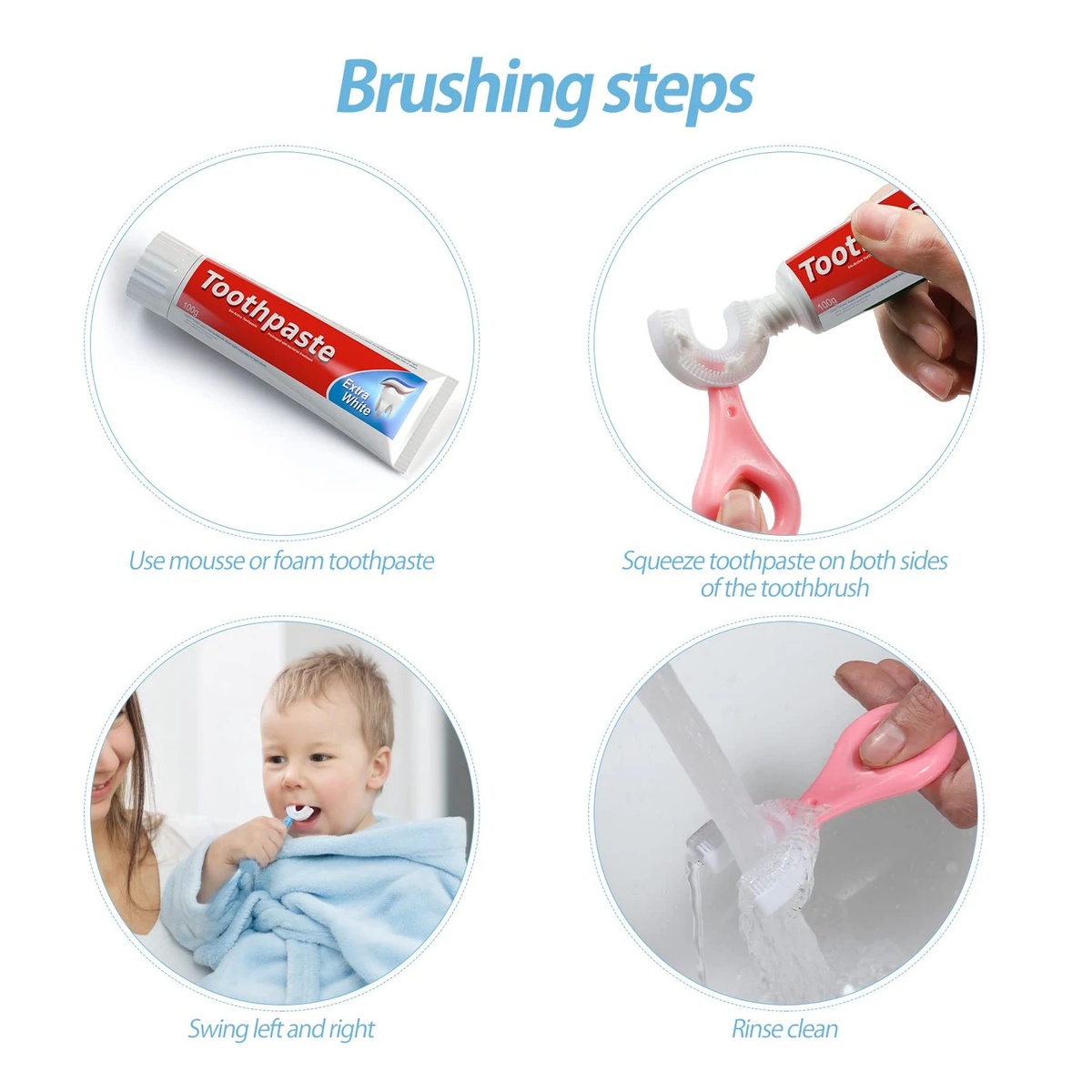 360° U-Shaped Silicone Baby Toothbrush – Kids Teeth Cleaning Brush with Box