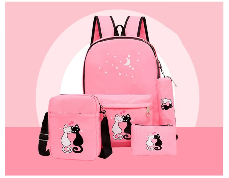 4-Piece Kids School Bag Set – Backpack, Lunch Bag, Pencil Case & Drawstring Bag