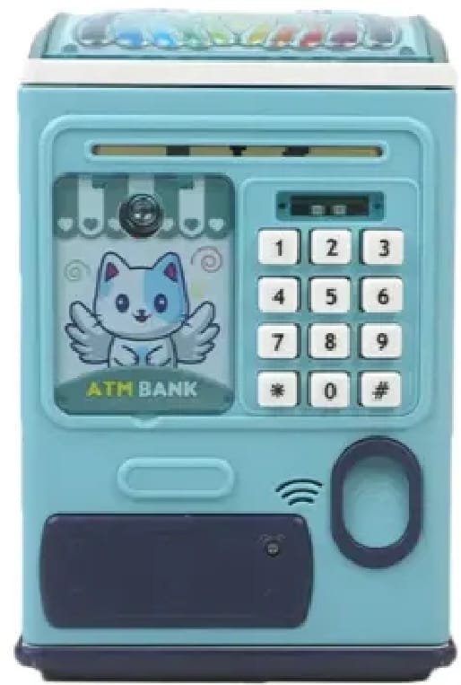 Kids ATM Money Box – Fingerprint & Password Security Savings Bank with Auto Note Roller