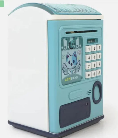 Kids ATM Money Box – Fingerprint & Password Security Savings Bank with Auto Note Roller