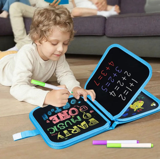 Reusable Magic Doodle Blackboard Book for Kids – Drawing & Learning Book with 3 Color Markers
