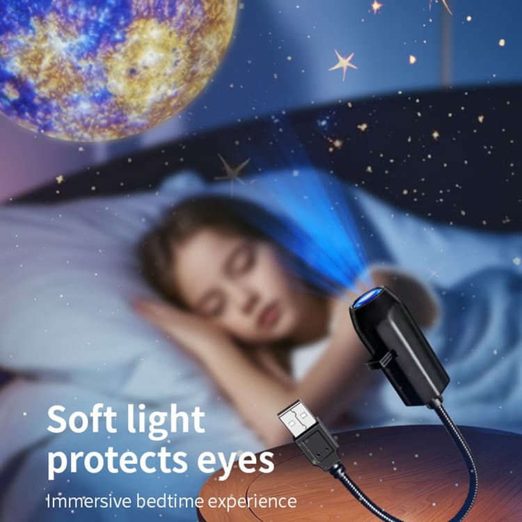 Moon Earth & Starry Sky Projector Lamp – USB 3-in-1 Atmosphere Light