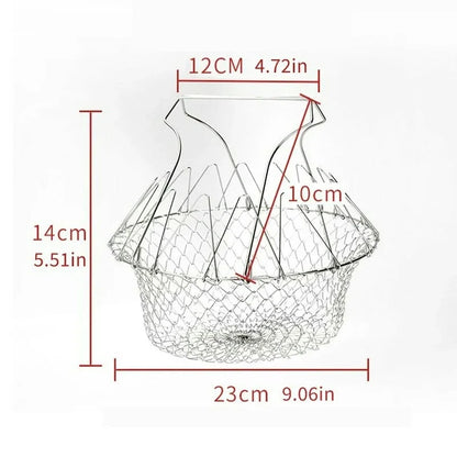 ChefFold™ Stainless Steel Foldable Kitchen Colander Basket