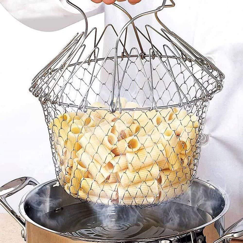 ChefFold™ Stainless Steel Foldable Kitchen Colander Basket