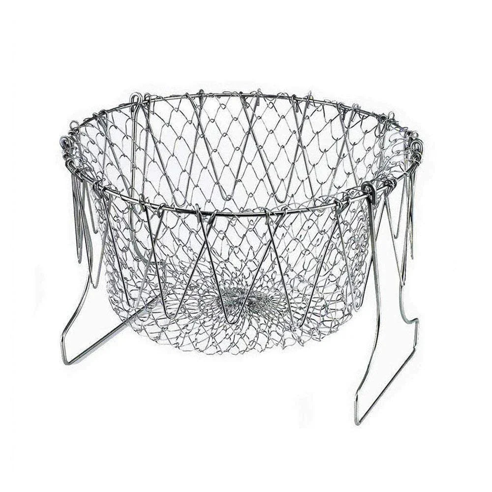ChefFold™ Stainless Steel Foldable Kitchen Colander Basket