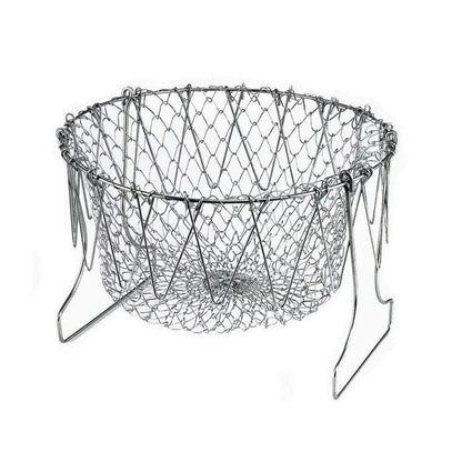 ChefFold™ Stainless Steel Foldable Kitchen Colander Basket