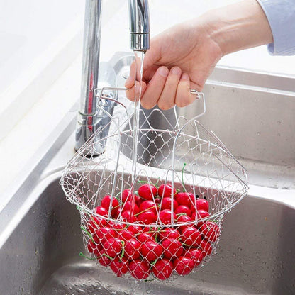 ChefFold™ Stainless Steel Foldable Kitchen Colander Basket