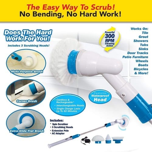 Electric Cleaning Brush – Long Handle Spin Scrubber