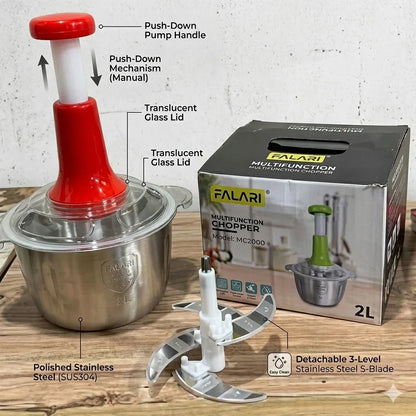 ChopEase™ 2L Manual Vegetable Chopper & Food Processor